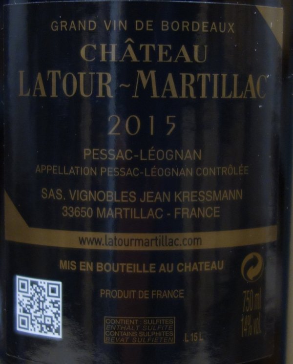 Château Latour Martillac 2015, Grand Cru Classé de Graves