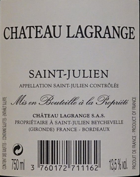 Château Lagrange 2016, 3ème Grand Cru Classé