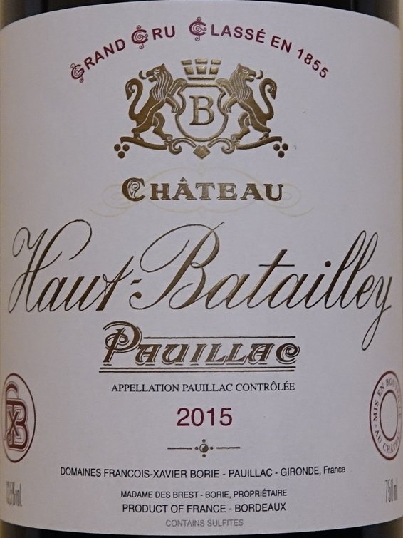 Château Haut Batailley 2015, 5ème Grand Cru Classé