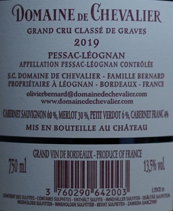 Domaine de Chevalier 2019, Grand Cru Classé de Graves