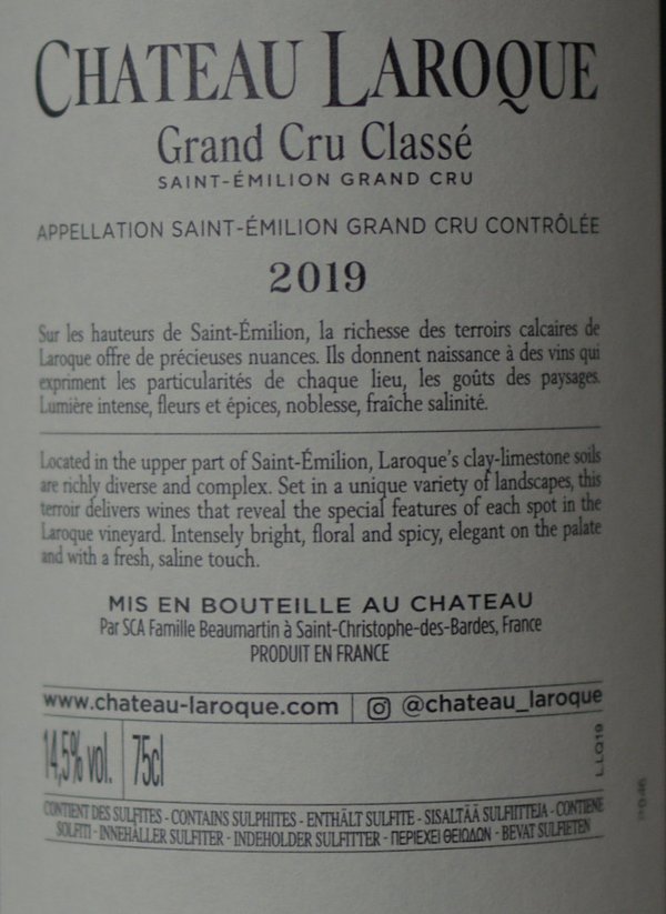 Château Laroque 2019, St. Emilion Grand Cru