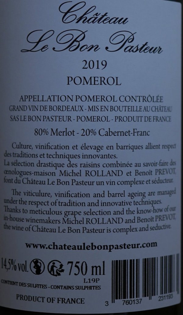 Château Le Bon Pasteur 2019, Pomerol