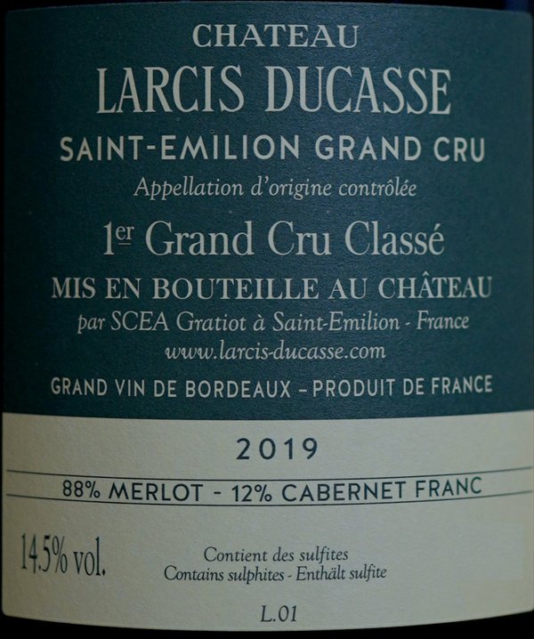 Château Larcis Ducasse 2019, St. Emilion 1er Grand Cru Classé Magnum