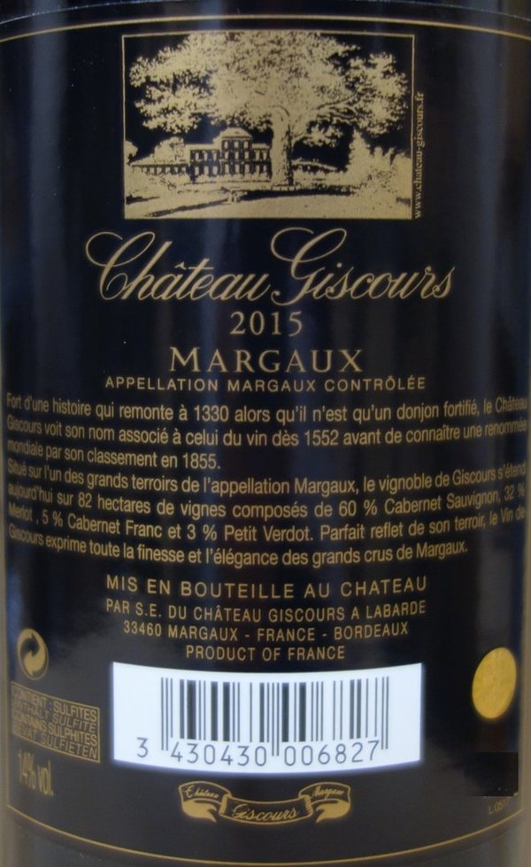 Château Giscours 2015, Grand Cru Classé Margaux Magnum