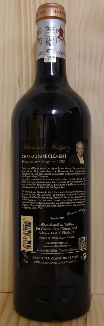 Château Pape Clément 2016, Grand Cru Classé de Graves