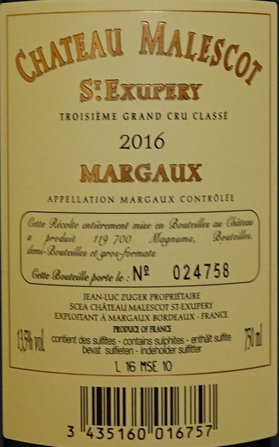 Château Malescot St. Exupery 2016, 3ème Grand Cru Classé Magnum