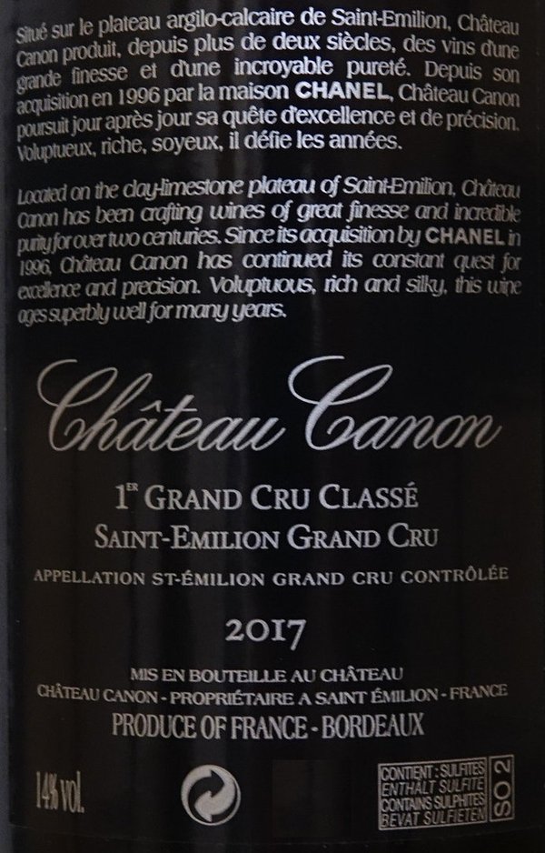 Château Canon 2017, 1er Grand Cru Classé B Magnum
