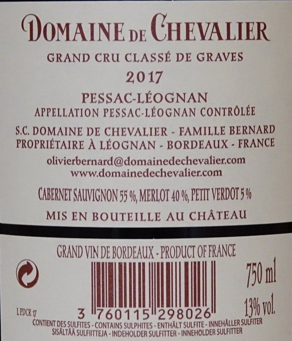 Domaine de Chevalier 2017, Grand Cru Classé de Graves