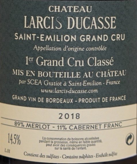 Château Larcis Ducasse 2018 Magnum, St. Emilion 1er Grand Cru Classé