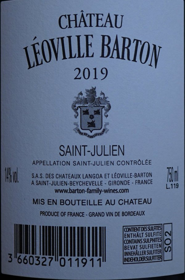 Château Léoville Barton 2019, 2ème Grand Cru Classé