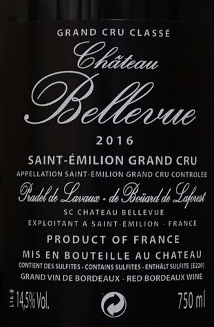 Château Bellevue 2016, St. Emilion Grand Cru Classé
