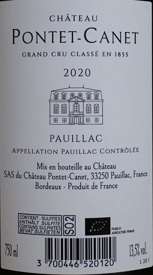 Château Pontet-Canet 2020, 5ème Grand Cru Classé Pauillac